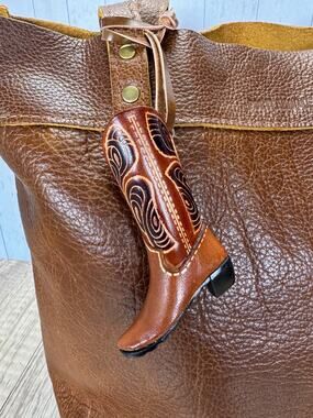 Cowboy Boot Purse Charm Brown Cowboy Boot Bag Charm Western Accessories